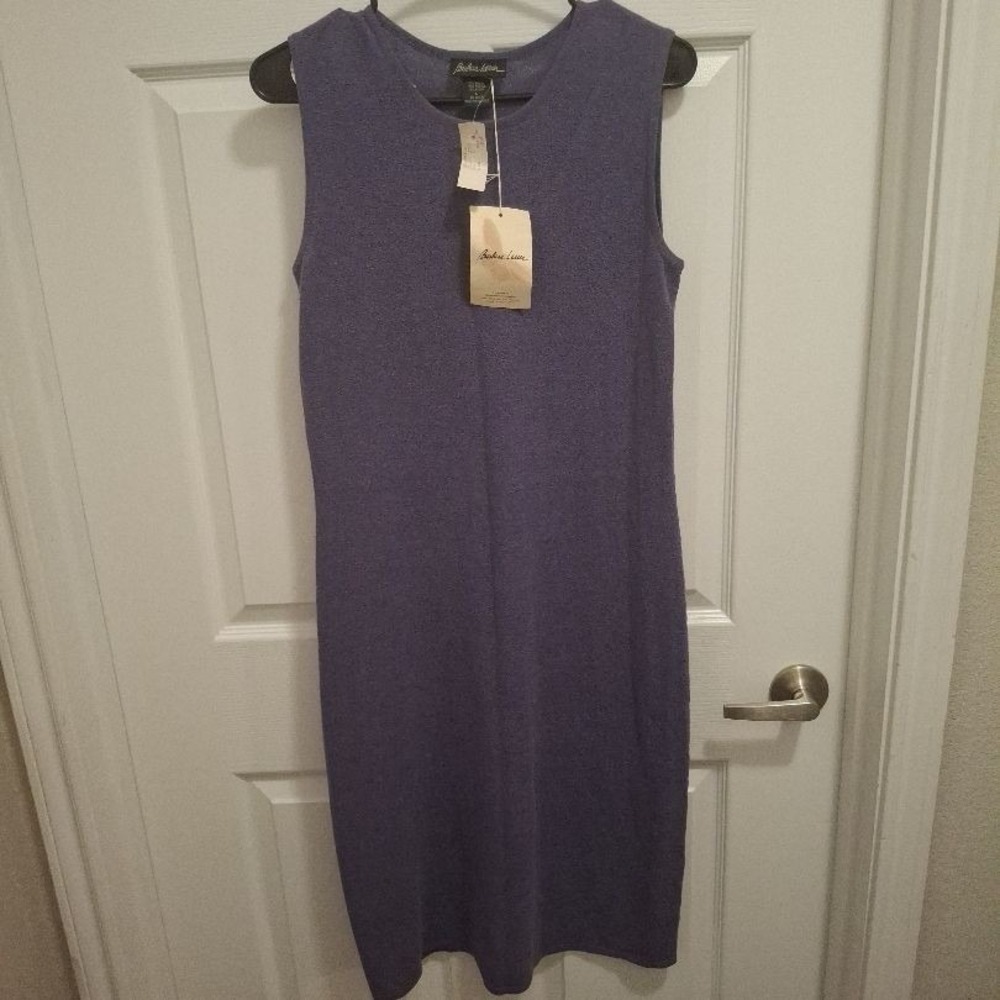 NWT Barbara Lesser Large Purple Sleeveless Tank‎ Knit Midi Dress $237